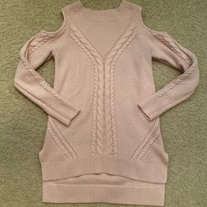Pink open shoulder sweater